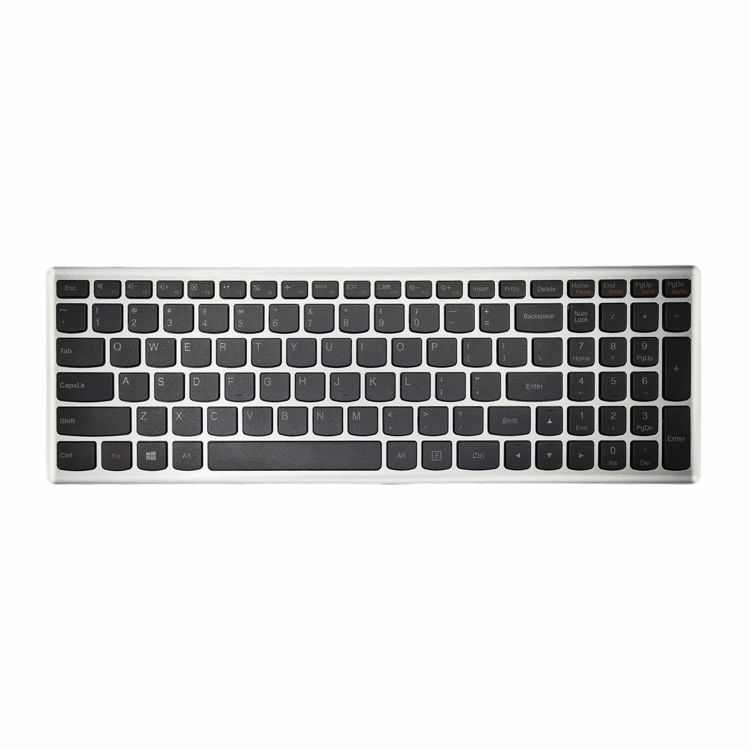 Keyboard Lenovo Z500 با فريم نقره اي-نمای روی کیبورد