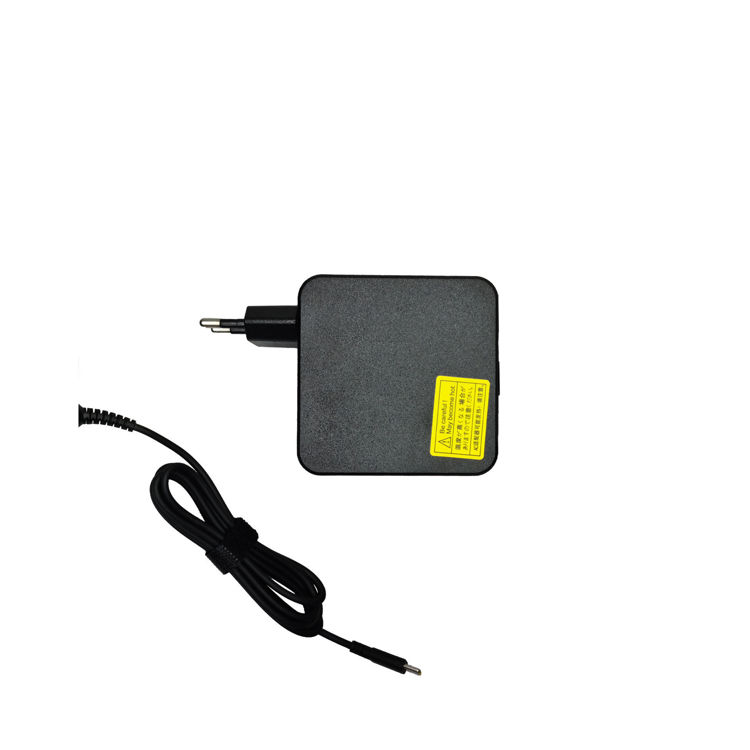 شارژر لپتاپ لنوو Lenovo 20V 3.25A 65W Type C-نمای پشت شارژر و نمای کابل شارژر