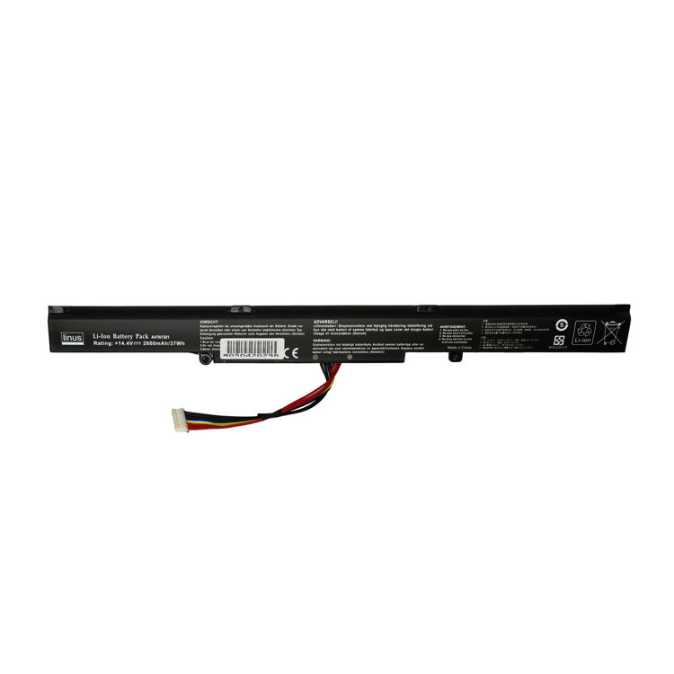 باتری لپتاپ ایسوس Battery Asus N552 Linus با پارت نامبر  A41N1501- نمای پشت باتری